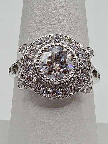 Beautiful 14 Kt White Gold Plate 3.25 Ct White Lab Simulated Diamond Ring
