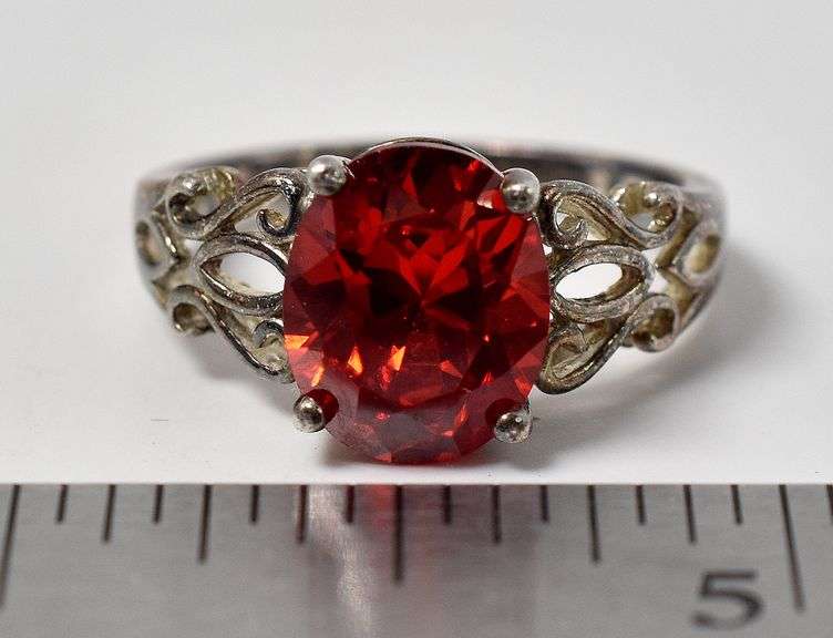 Bright Red Gemstone Ring in Sterling Silver