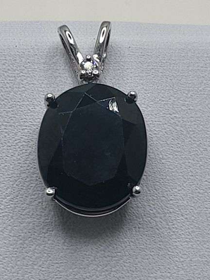 Over 5ctw Black Sapphire on 14k white gold pendent