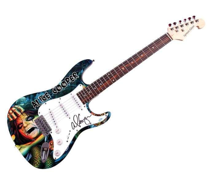 Alice Cooper Autographed Signed Graphics Photo Guitar ACOA