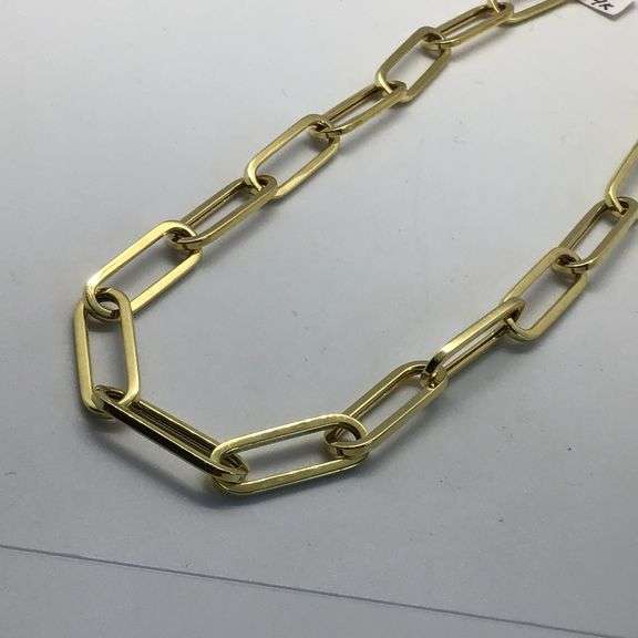 14K Yellow Gold Paper Clip Link Chain