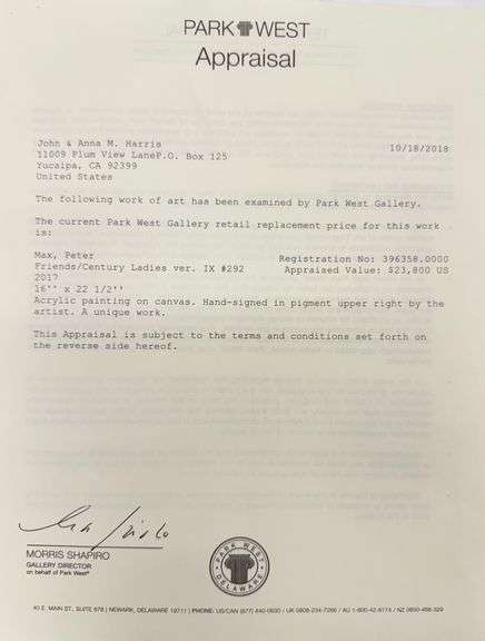 Exclusive Original Peter Max Painting on Canvas with Park West Gallery Certificate