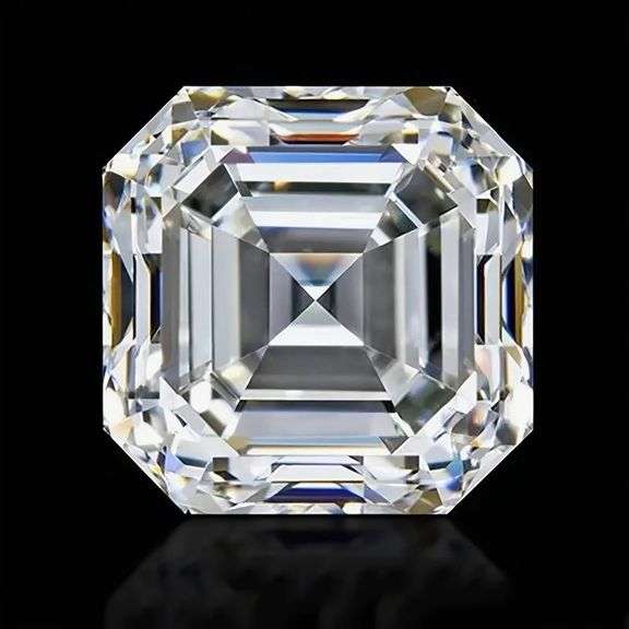 Large 5 Ct Sparkling Bright White Asscher Cut Simulated Diamond Solitaire