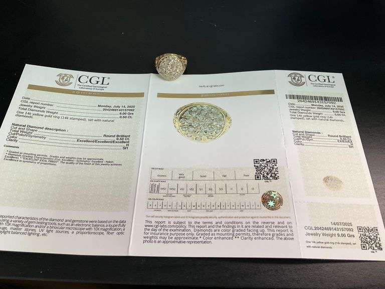 MEN'S CERTIFIED 14K YELLOW GOLD DIAMOND RING