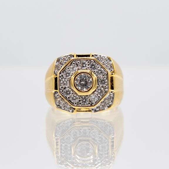 Men's 14 Kt Gold Plate 7.25  Cttw. Lab Simulated Diamond Ring.
