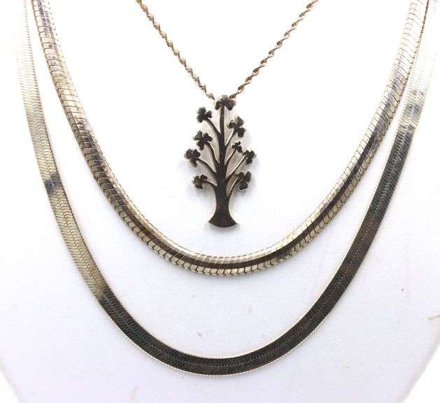 Group lot of 3 Vintage 925 sterling silver necklaces
