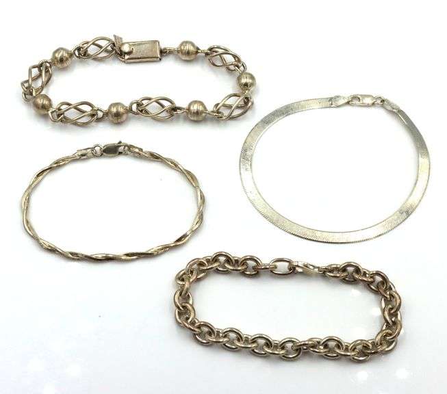 Group lot of 4 Vintage 925 sterling silver bracelets
