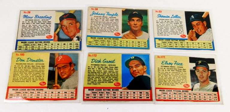 6 Post Cereal Baseball Cards