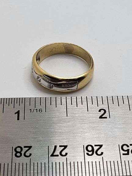 14k yellow & White gold diamond band, size 7.5 -3.6 gr
