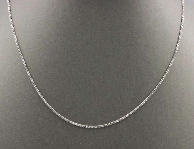 18kt White gold wheat link chain necklace