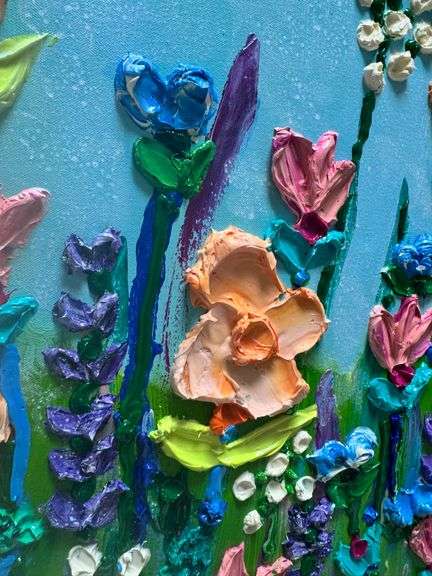 Heavy Impasto Peach Floral