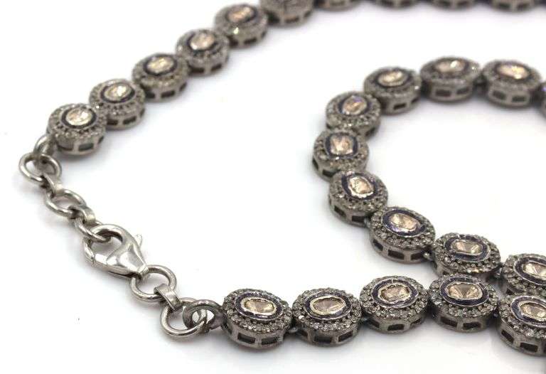 Darling 14K White Gold Over Sterling Silver Cognac Diamond Center Stone & Diamond Necklace