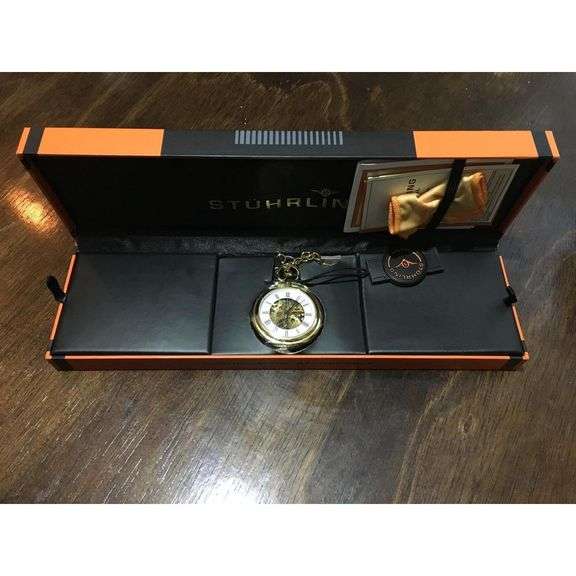23K Gold-Plated Men's Skeleton Pocket Watch