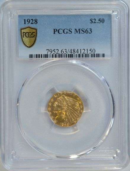 Amazing Choice BU 1928 $2.50 Indian Gold Piece. PCGS MS63