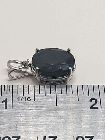 Over 5ctw Black Sapphire on 14k white gold pendent