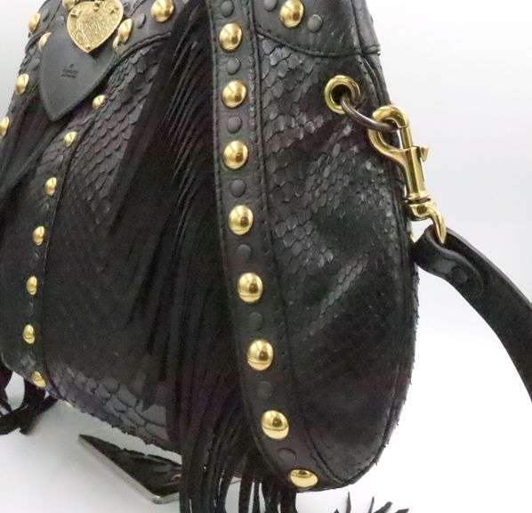 Gucci Leather Python Suede Fringe Babouska Tote W/Strap