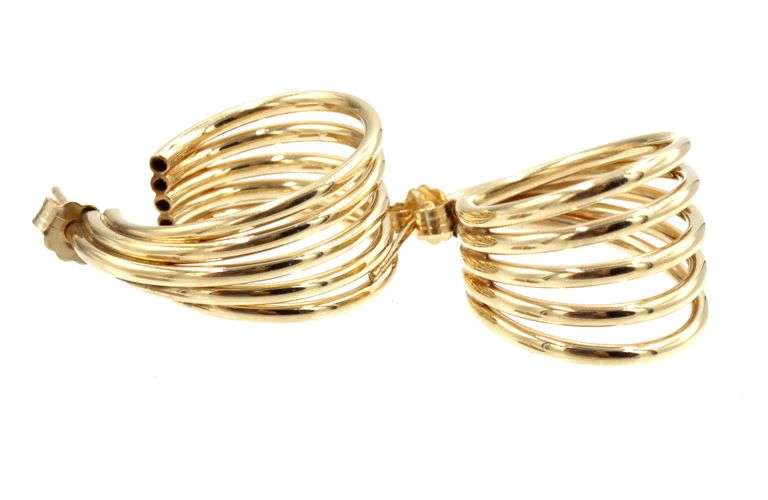14kt Yellow gold 5 row J hoops