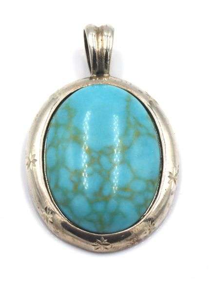925 Sterling silver signed turquoise pendant