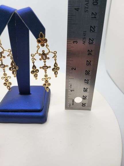 Collector's item! Rare 18K Gold with Diamond and Amethyst Chandelier Earrings