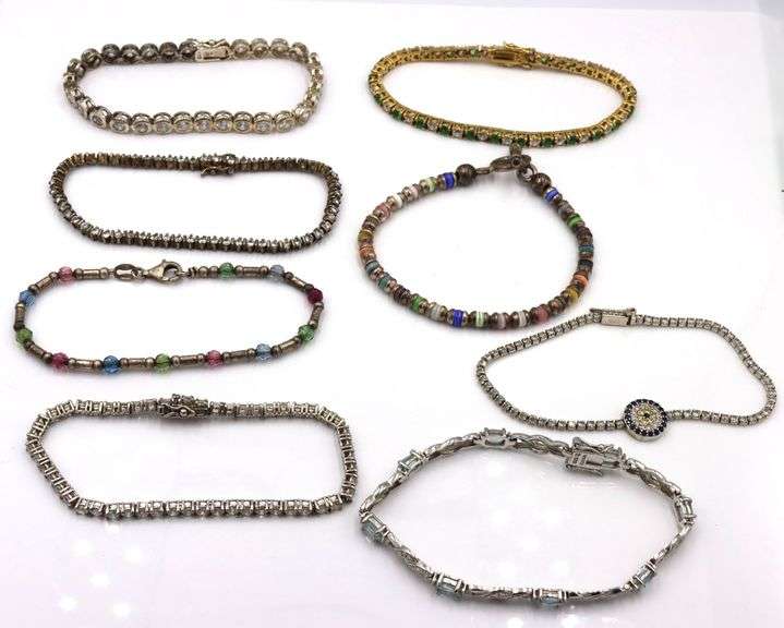Group lot of 8 vintage 925 sterling silver bracelets