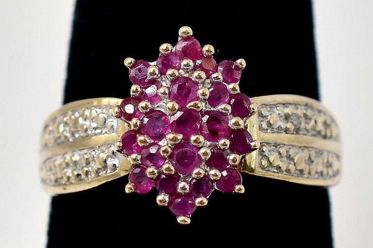 Angelic 10k Yellow Gold Ruby and Diamond Ring