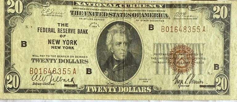 1929 Series $20 New York National Currency Note