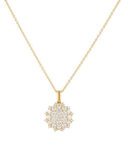 New 1.50ctw Diamond Starburst Cluster Pendant Necklace in 18K