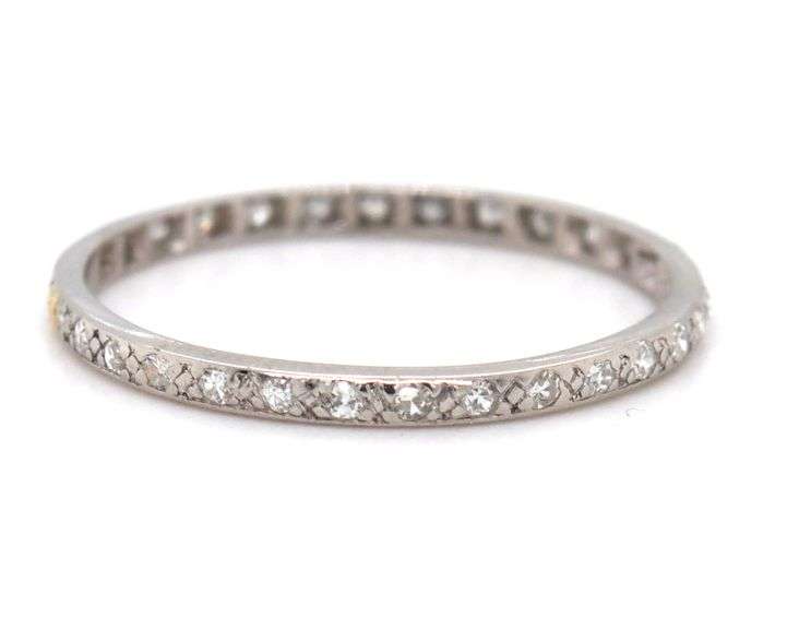 Antique 0.15ctw single cut diamond band in platinum