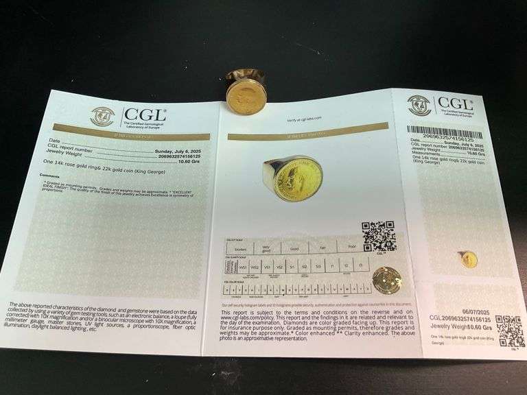 MEN'S CERTIFIED 22K GOLD COIN RING