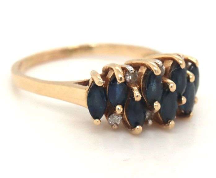 Pretty 10K YG Marquise Sapphire Ring