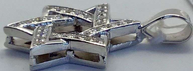 14K White Gold Star of David Pendant