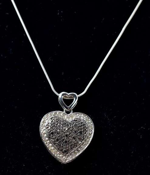 Marcasite Gemstone and Diamond Heart Pendant Necklace in Sterling Silver