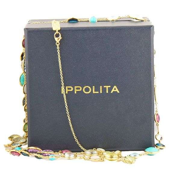 Ippolita Lollipop Lollitini Multi-Color Gemstone Bezel Set Station Necklace in 18K