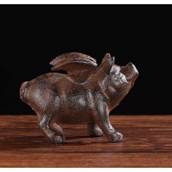 Cast Iron Flying Pig Paperweight