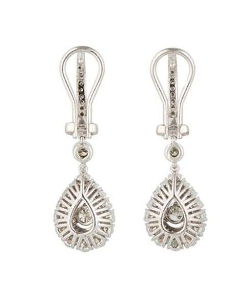 1.35ctw Diamond Double Frame Pear Shaped Dangle Earrings in 14K