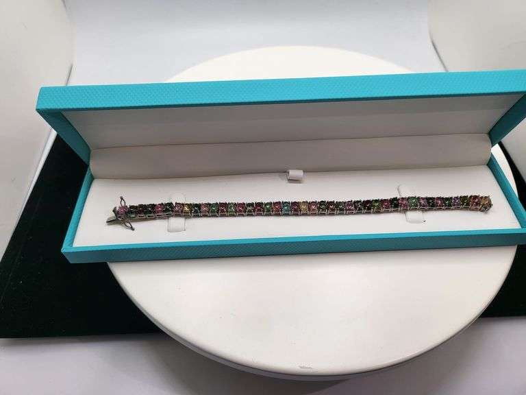 Elegant 87.5ct cabochan Natural polychromatic sapphire  Bracelet in Sterling Silver – Size 7