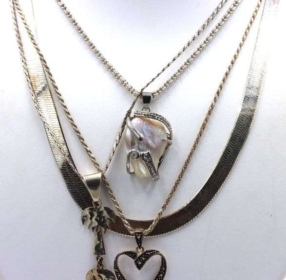 Group lot of 4 Vintage 925 sterling silver necklaces