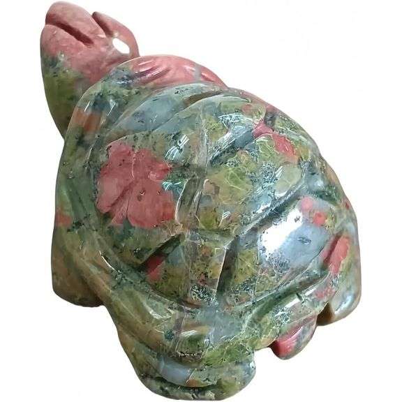 Hand-Carved Unakite Turtle Gemstone