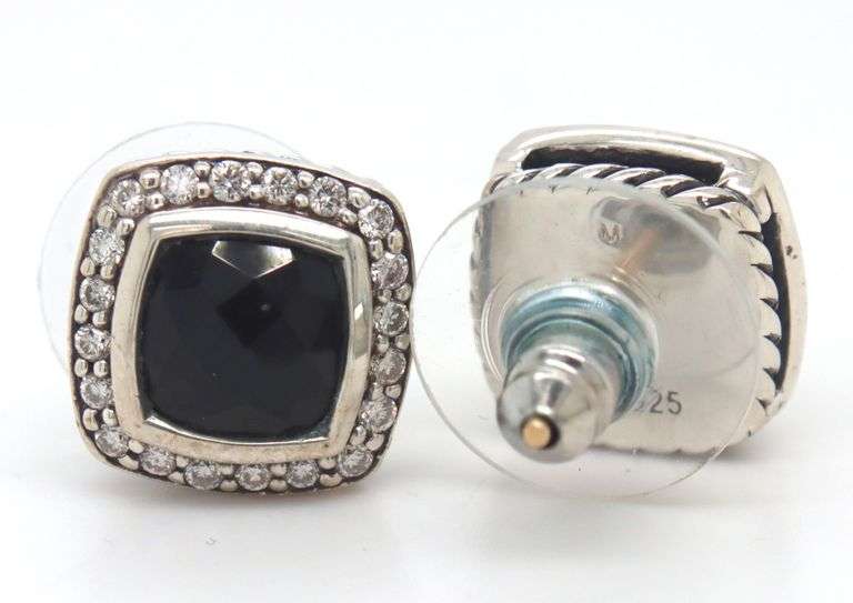 David Yurman Albion black onyx and diamond stud earrings