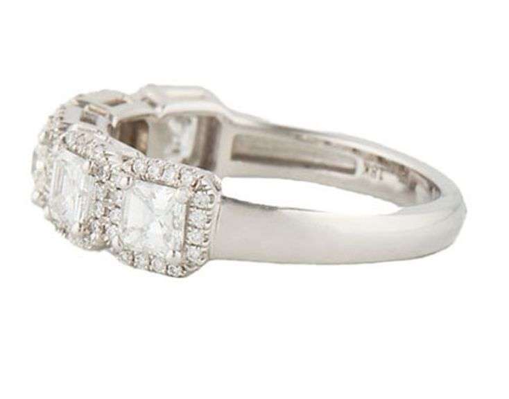 0.99ctw Asscher Radiant and Round Diamond Frame Five Stone Band Ring in 18K