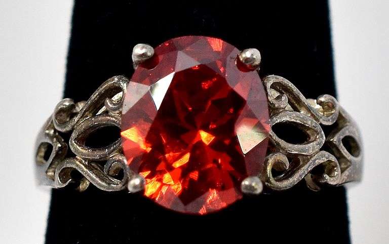 Bright Red Gemstone Ring in Sterling Silver
