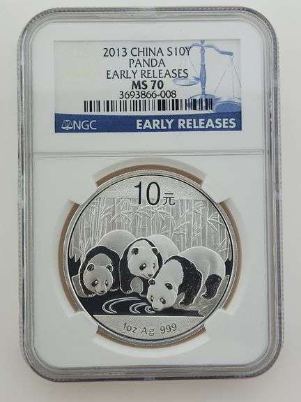 2013 10 Yen Panda Silver OZ, NGC MS70 Early Releases