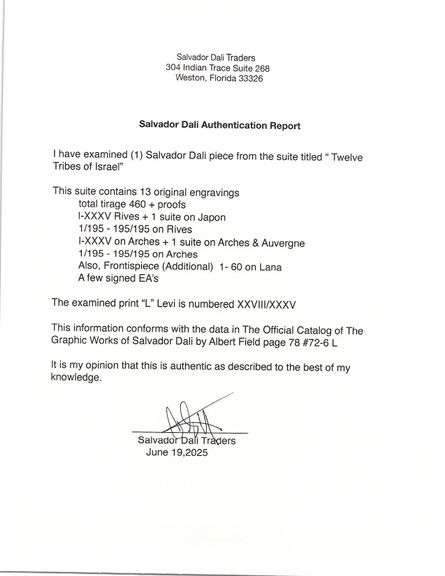 Exclusive Salvador Dali Pencil Signed Limited Edition Etching and Color Stencil from 'Twelve Tribes 
