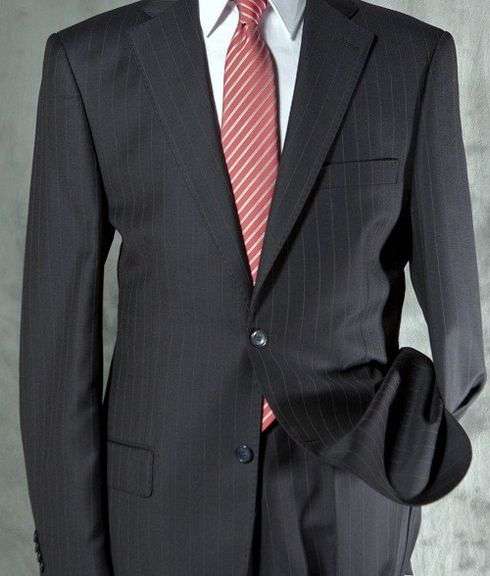 Black Stripe Suit By Galante, Made In Italy
