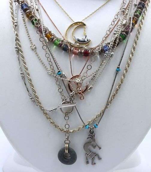 Group lot of 11 Vintage 925 sterling silver necklaces