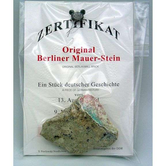 Authentic Berlin Wall Fragment with COA