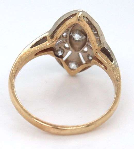 Antique 0.25ctw Euro single cut diamond ring in yellow gold