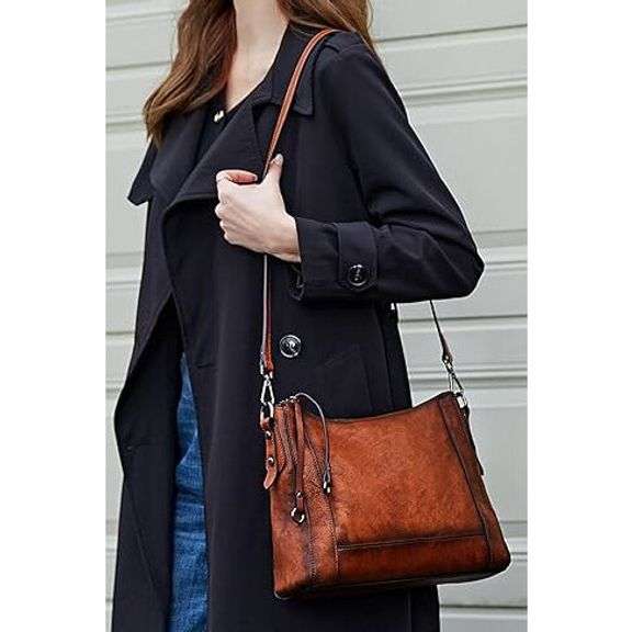 Genuine Leather Crossbody Satchel Purse