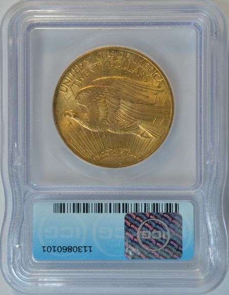 Scarce Near Gem BU 1915 St. Gaudens $20 Gold Piece. ICG MS64
