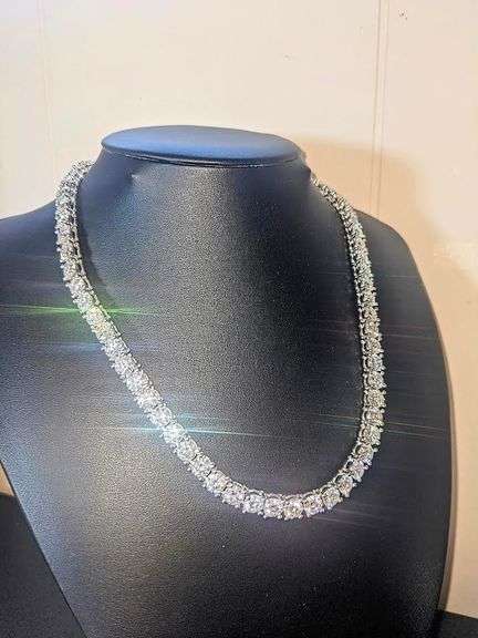 Huge 61 Ctw Sparkling  Ice White Fire Moissanite Tennis Necklace